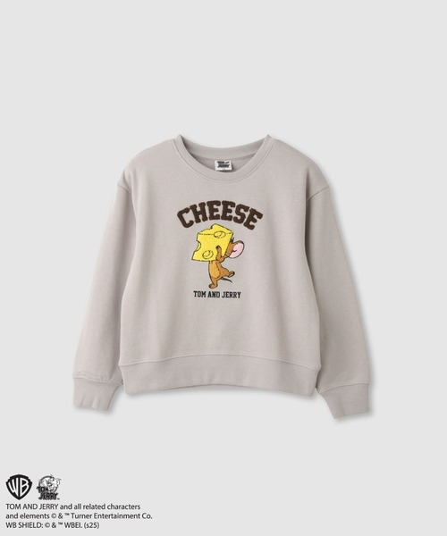 Tom&Jerry(トムアンドジェリー)の「TOM&JERRY サガラ刺繍トレーナー(Tシャツ/カットソー・キッズ・ベージュ/杢グレー・140/130/120)」の1枚目の写真