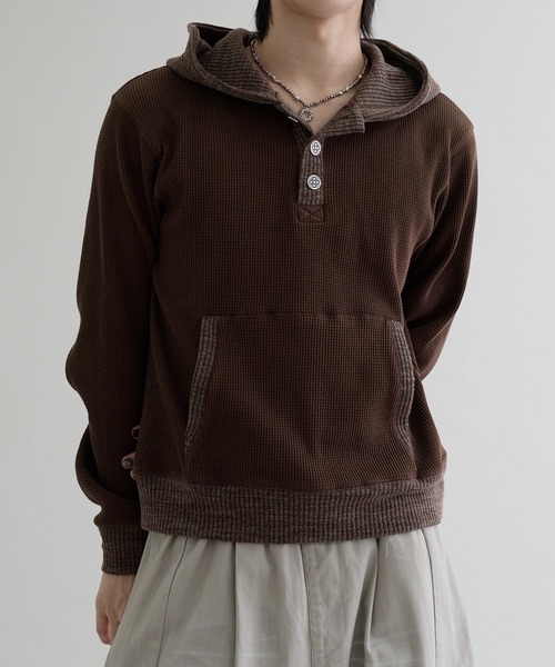 Henly パーカー セール】【EPNK】Waffle henry neck hoodie / ワッフルヘンリーネック