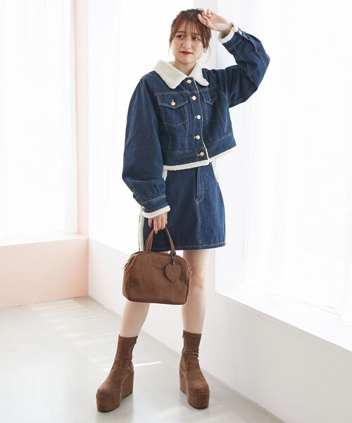 MAJESTIC LEGON(マジェスティックレゴン)の「ボアトリムミニスカパン(スカート・レディース・ネイビー/ブラウン・MEDIUM)」の10枚目の写真