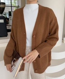 Vネック」に該当するレディースのカーディガン/ボレロ（ブラウン