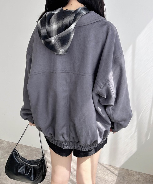 INGNI(イング)の「フェイクスエードビッグブルゾン(セットアップ対応)(ブルゾン・レディース・アイボリー/キャメル/チャコールグレー・M)」の13枚目の写真