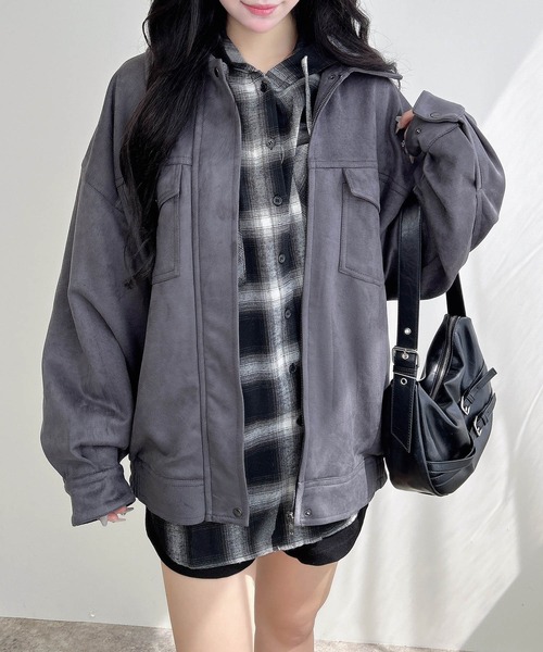 INGNI(イング)の「フェイクスエードビッグブルゾン(セットアップ対応)(ブルゾン・レディース・アイボリー/キャメル/チャコールグレー・M)」の10枚目の写真