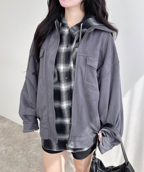 INGNI(イング)の「フェイクスエードビッグブルゾン(セットアップ対応)(ブルゾン・レディース・アイボリー/キャメル/チャコールグレー・M)」の11枚目の写真