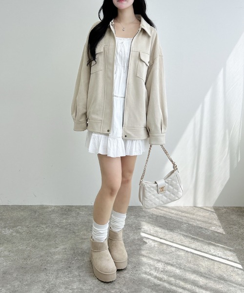 INGNI(イング)の「フェイクスエードビッグブルゾン(セットアップ対応)(ブルゾン・レディース・アイボリー/キャメル/チャコールグレー・M)」の9枚目の写真