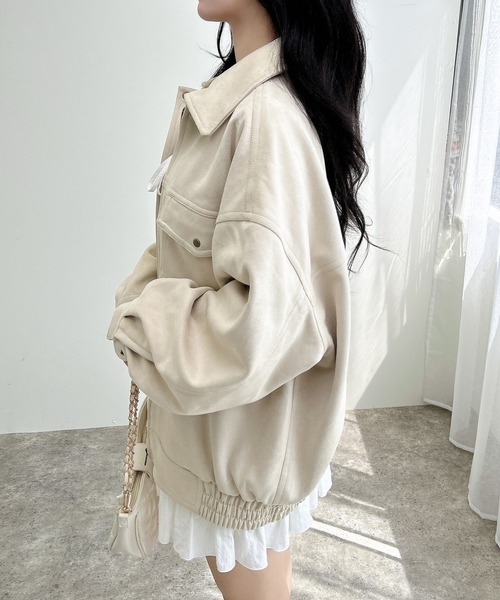 INGNI(イング)の「フェイクスエードビッグブルゾン(セットアップ対応)(ブルゾン・レディース・アイボリー/キャメル/チャコールグレー・M)」の6枚目の写真