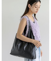 Re:EDIT（リエディ）の「フェイクレザーVカットトートバッグ（ショルダーバッグ）」