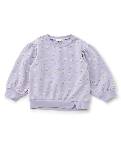 Seraph（セラフ）の「【ジュニア対応】袖ふんわり総柄トレーナー（スウェット・キッズ・イエロー/ラベンダー/アイボリー/ブラウン・140/130/120/110/100/90/80）」の3枚目の写真