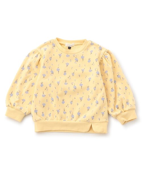 Seraph（セラフ）の「【ジュニア対応】袖ふんわり総柄トレーナー（スウェット・キッズ・イエロー/ラベンダー/アイボリー/ブラウン・140/130/120/110/100/90/80）」の4枚目の写真