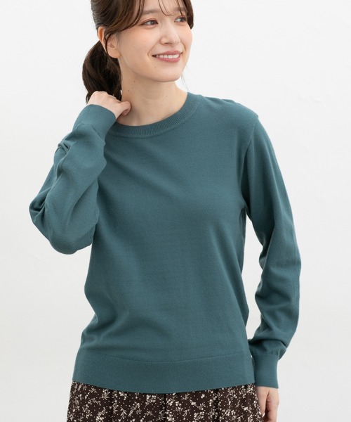 Honeys(ハニーズ)の「クルーネックニット(ニット/セーター・レディース・アイボリー/ネイビー/ブラウン/ブラック/ブルーグリーン/ボルドー/モカ/イエロー/ピンク・L/LL/M/S)」の6枚目の写真