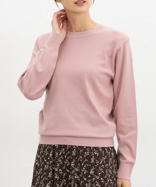 Honeys(ハニーズ)の「クルーネックニット(ニット/セーター・レディース・アイボリー/ネイビー/ブラウン/ブラック/ブルーグリーン/ボルドー/モカ/イエロー/ピンク・L/LL/M/S)」の8枚目の写真