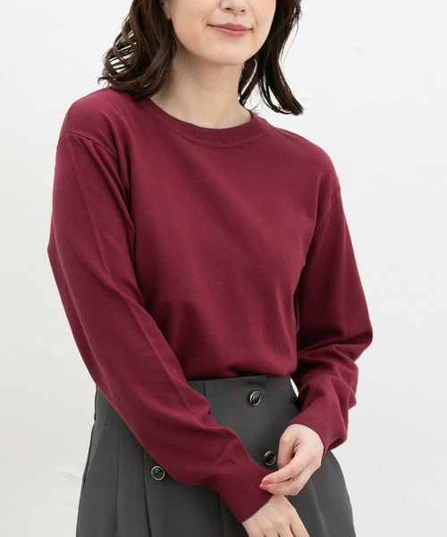 Honeys(ハニーズ)の「クルーネックニット(ニット/セーター・レディース・アイボリー/ネイビー/ブラウン/ブラック/ブルーグリーン/ボルドー/モカ/イエロー/ピンク・L/LL/M/S)」の9枚目の写真