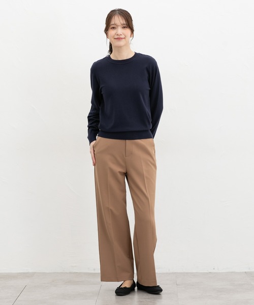 Honeys(ハニーズ)の「クルーネックニット(ニット/セーター・レディース・アイボリー/ネイビー/ブラウン/ブラック/ブルーグリーン/ボルドー/モカ/イエロー/ピンク・L/LL/M/S)」の14枚目の写真