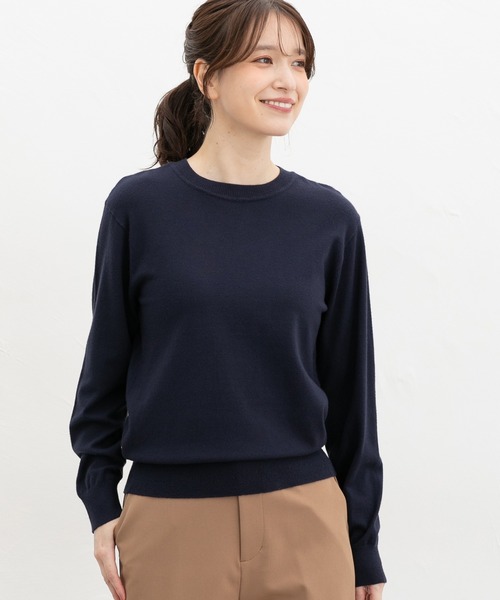 Honeys(ハニーズ)の「クルーネックニット(ニット/セーター・レディース・アイボリー/ネイビー/ブラウン/ブラック/ブルーグリーン/ボルドー/モカ/イエロー/ピンク・L/LL/M/S)」の15枚目の写真