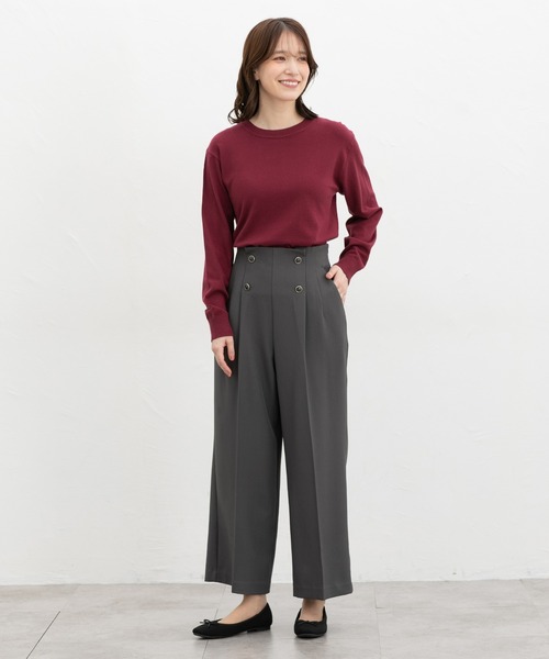 Honeys(ハニーズ)の「クルーネックニット(ニット/セーター・レディース・アイボリー/ネイビー/ブラウン/ブラック/ブルーグリーン/ボルドー/モカ/イエロー/ピンク・L/LL/M/S)」の16枚目の写真