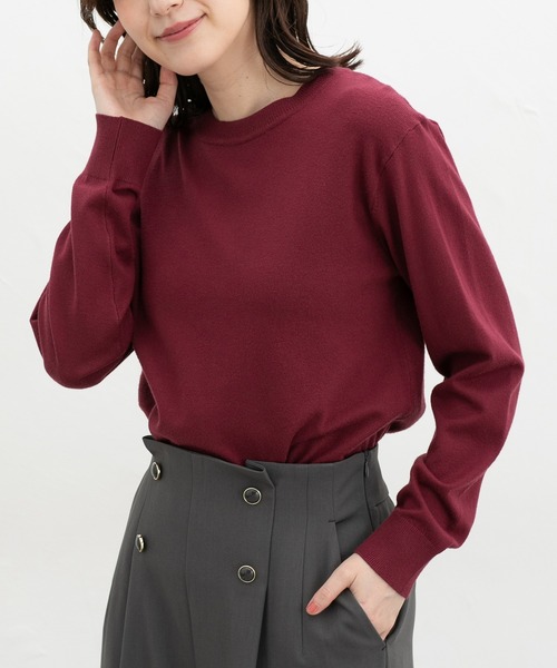 Honeys(ハニーズ)の「クルーネックニット(ニット/セーター・レディース・アイボリー/ネイビー/ブラウン/ブラック/ブルーグリーン/ボルドー/モカ/イエロー/ピンク・L/LL/M/S)」の17枚目の写真