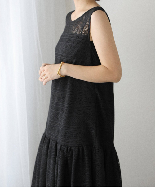 La TOTALITE（ラトータリテ）の「《追加》【洗える】レースティアードワンピース（ワンピース・レディース・ブラック・38/36）」の5枚目の写真