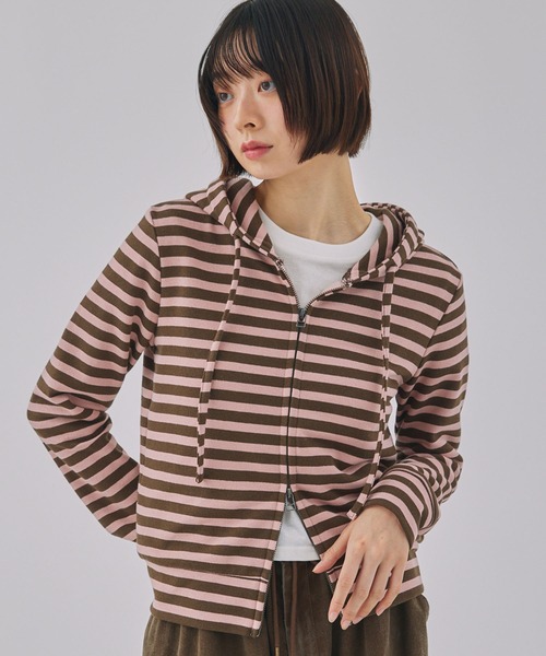 【Unblend】ボーダーダブルジップパーカー