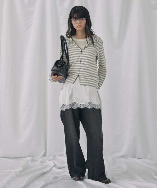 Unblend】ボーダーダブルジップパーカー Unblend│MONO-MART