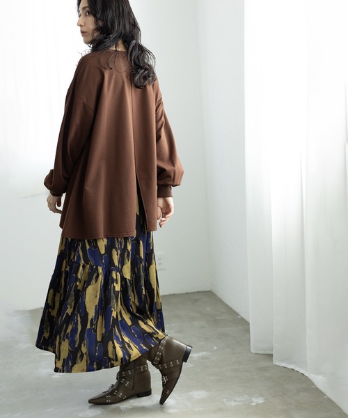 OSMOSIS(オズモーシス)の「ギャザープルオーバー(Tシャツ/カットソー・レディース・ホワイト/ブラウン/ブラック・ONE SIZE)」の5枚目の写真