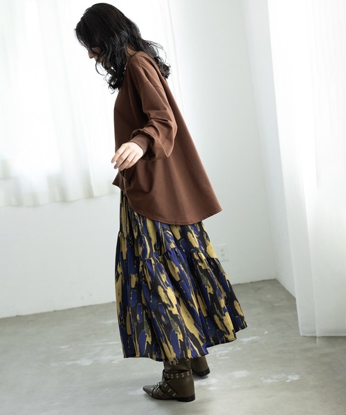 OSMOSIS(オズモーシス)の「ギャザープルオーバー(Tシャツ/カットソー・レディース・ホワイト/ブラウン/ブラック・ONE SIZE)」の6枚目の写真