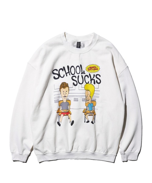 THRIFTY LOOK（スリフティールック）の「THRIFTY LOOK / スリフティールック THRIFTY "MTV BABH" CREW SWEAT ユーズド加工 ビーバス バットヘッド MTV キャラクター クルーネックスウェット（スウェット・メンズ・ホワイト/グレー・LARGE/XX-LARGE/X-LARGE）」の13枚目の写真