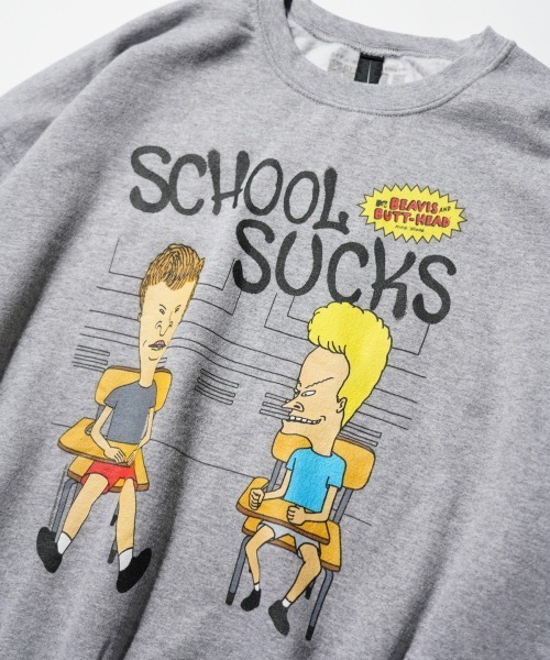 THRIFTY LOOK（スリフティールック）の「THRIFTY LOOK / スリフティールック THRIFTY "MTV BABH" CREW SWEAT ユーズド加工 ビーバス バットヘッド MTV キャラクター クルーネックスウェット（スウェット・メンズ・ホワイト/グレー・LARGE/XX-LARGE/X-LARGE）」の7枚目の写真