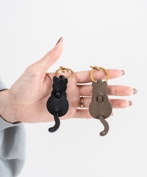 andrea cardone(アンドレアカルドネ)の【andrea cardone/アンドレアカルドネ】バッグチャーム キーホルダー レザー キャット 猫 アニマル(キーケース/キーアクセサリー)