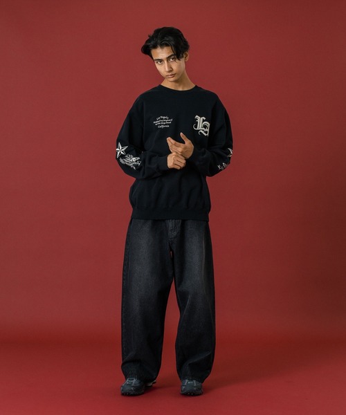 XLARGE（エクストララージ）の「WASHED BAGGY DENIM PANTS（デニムパンツ・メンズ・ブラック/オリーブ/ライトインディゴブルー・30inch/32inch/34inch/36inch）」の10枚目の写真