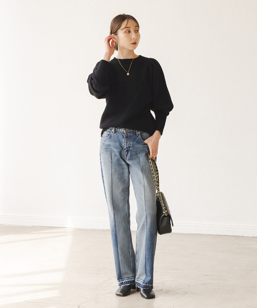 PROTAGONISTA（プロタゴニスタ）の「PROTAGONISTA/プロタゴ二スタ ショルダーギャザーニット（ニット/セーター・レディース・ブラック/チャコールグレー・FREE）」の22枚目の写真