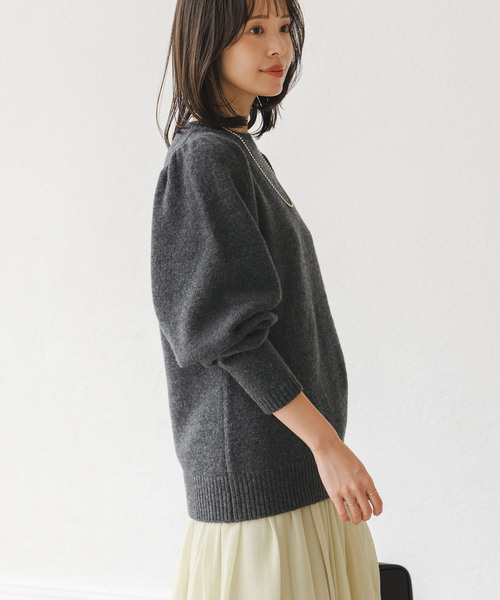 PROTAGONISTA（プロタゴニスタ）の「PROTAGONISTA/プロタゴ二スタ ショルダーギャザーニット（ニット/セーター・レディース・ブラック/チャコールグレー・FREE）」の3枚目の写真