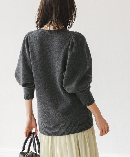 PROTAGONISTA（プロタゴニスタ）の「PROTAGONISTA/プロタゴ二スタ ショルダーギャザーニット（ニット/セーター・レディース・ブラック/チャコールグレー・FREE）」の4枚目の写真