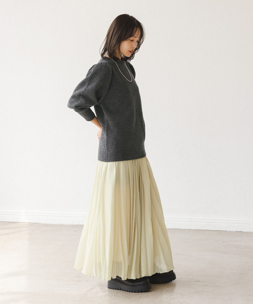 PROTAGONISTA（プロタゴニスタ）の「PROTAGONISTA/プロタゴ二スタ ショルダーギャザーニット（ニット/セーター・レディース・ブラック/チャコールグレー・FREE）」の6枚目の写真