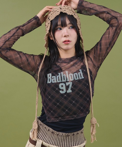 dispark（ディスパーク）の「DISPARK/ナンバーロゴチェックシアートップ（Tシャツ/カットソー・レディース・ブラック/ブラウン・FREE）」の8枚目の写真