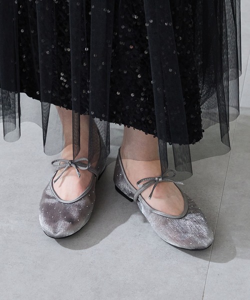 2025秋冬新作 メリージェーン ラインストーン× リボン シアー パンプス 2025秋冬新作 メリージェーン ラインストーン× リボン シアー パンプス