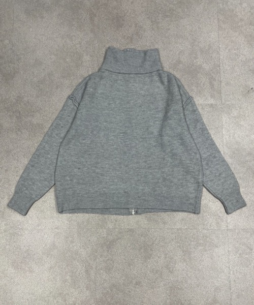Teem Store(チームストア)の「ダブルジップワンポイントニットブルゾン スタンドネック(ニット/セーター・レディース・アイボリー/ワイン/ブラック/グレー・F)」の21枚目の写真