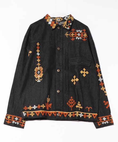 チャイハネ(チャイハネ)の「【チャイハネ】カチ刺繍MEN'Sデニムシャツ(シャツ/ブラウス・メンズ・ブラック/ブルー・FREE)」の2枚目の写真