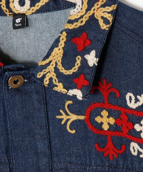 チャイハネ(チャイハネ)の「【チャイハネ】カチ刺繍MEN'Sデニムシャツ(シャツ/ブラウス・メンズ・ブラック/ブルー・FREE)」の8枚目の写真
