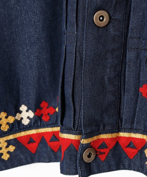 チャイハネ(チャイハネ)の「【チャイハネ】カチ刺繍MEN'Sデニムシャツ(シャツ/ブラウス・メンズ・ブラック/ブルー・FREE)」の9枚目の写真