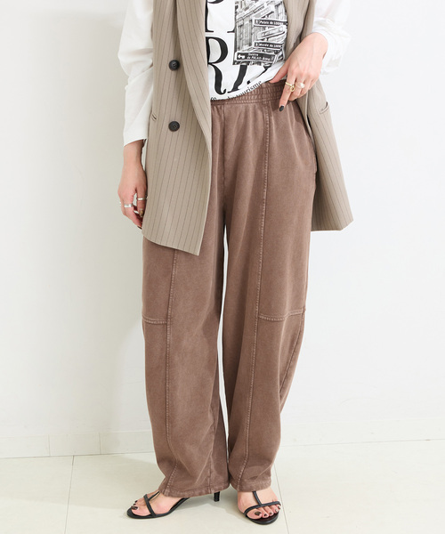 B.C STOCK(ベーセーストック)の「ウォッシャブル / 裏毛カーブパンツ(その他パンツ・レディース・チャコールグレー/ブラウン・FREE)」の2枚目の写真