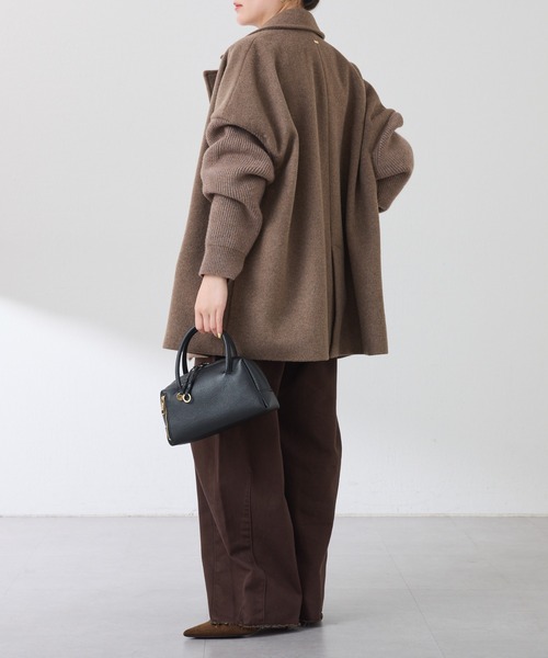 セール】ニットスリーブダブルコート（ピーコート）｜COLLAGE