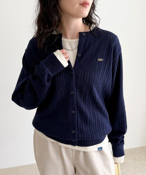 fredy emue（フレディエミュ）の「【GEVACO/ゲバコ】カットソーインナー付きカーディガン（カーディガン/ボレロ・レディース・レッド/ネイビー/サックスブルー/チャコールグレー・38）」の3枚目の写真