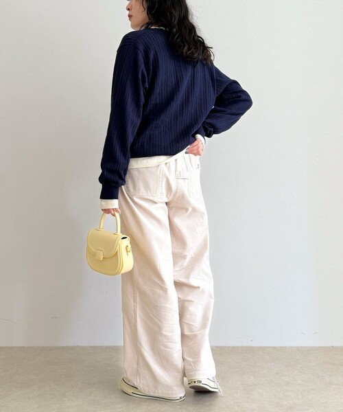 fredy emue（フレディエミュ）の「【GEVACO/ゲバコ】カットソーインナー付きカーディガン（カーディガン/ボレロ・レディース・レッド/ネイビー/サックスブルー/チャコールグレー・38）」の7枚目の写真