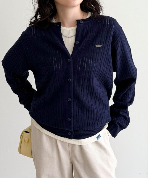 fredy emue（フレディエミュ）の「【GEVACO/ゲバコ】カットソーインナー付きカーディガン（カーディガン/ボレロ・レディース・レッド/ネイビー/サックスブルー/チャコールグレー・38）」の9枚目の写真