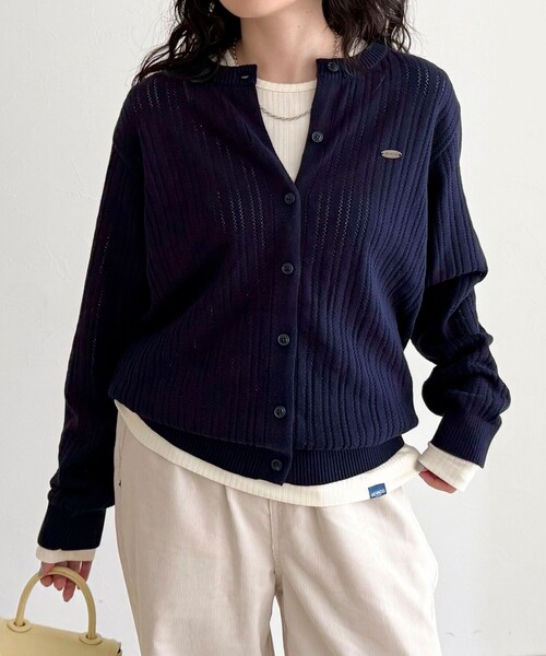 fredy emue（フレディエミュ）の「【GEVACO/ゲバコ】カットソーインナー付きカーディガン（カーディガン/ボレロ・レディース・レッド/ネイビー/サックスブルー/チャコールグレー・38）」の10枚目の写真