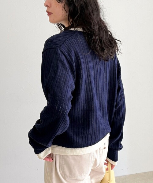 fredy emue（フレディエミュ）の「【GEVACO/ゲバコ】カットソーインナー付きカーディガン（カーディガン/ボレロ・レディース・レッド/ネイビー/サックスブルー/チャコールグレー・38）」の11枚目の写真