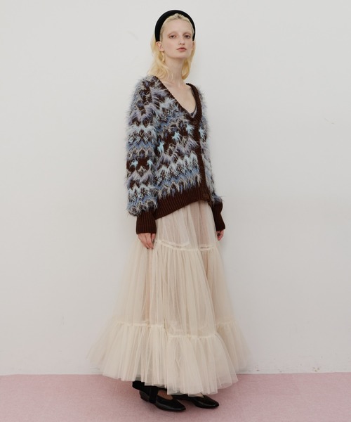 DOLCE&GABBANチュールスカート ダズリン dazzlin ランダムパールチュールスカート （ブラック