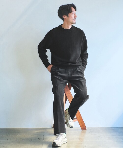 green label relaxing（グリーンレーベルリラクシング）の「コーデュロイ ワイド 1プリーツ W4 ワイドパンツ（その他パンツ・メンズ・ライム/ダークグレー/ブラック/ダークブラウン・S/M/L/XL）」の5枚目の写真