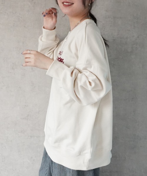 Emma(SELECT LEVERY)(エマ セレクトリベリー)の「フロッキーロゴプルオーバー(Tシャツ/カットソー・レディース・チャコール/アイボリー/グレー・FREE)」の21枚目の写真