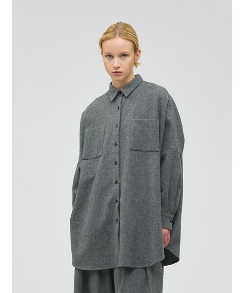 mizuiroind（ミズイロインド）の「mizuiro ind ポケット付きワイドシャツ（シャツ/ブラウス・レディース・ブラック/ライトグレー/ネイビー/グレー・FREE）」の3枚目の写真