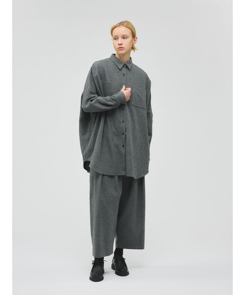 mizuiroind（ミズイロインド）の「mizuiro ind ポケット付きワイドシャツ（シャツ/ブラウス・レディース・ブラック/ライトグレー/ネイビー/グレー・FREE）」の13枚目の写真